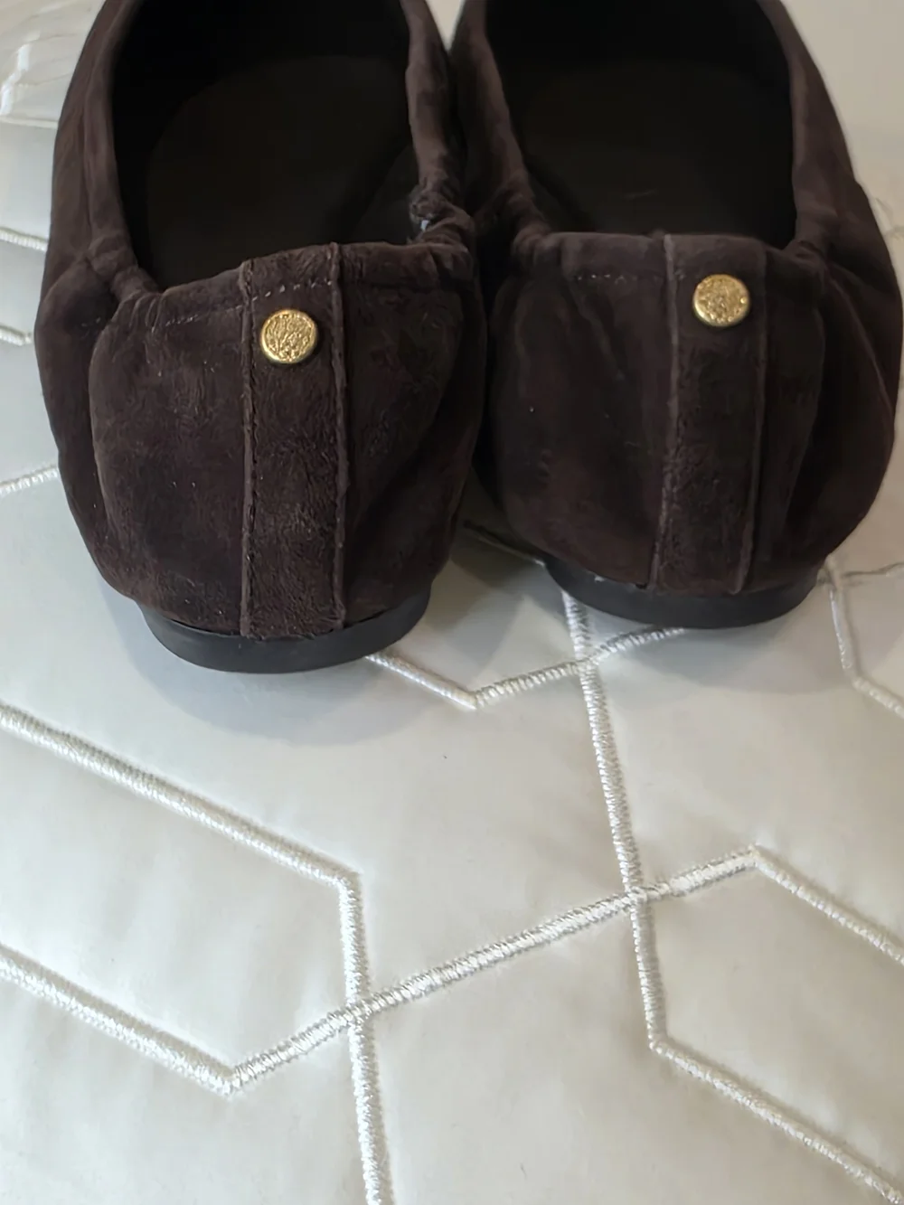 Vince Camuto Chocolate Brown Suede Pearl-Tip Ballet Flats (NWOT) - Picture 3 of 5